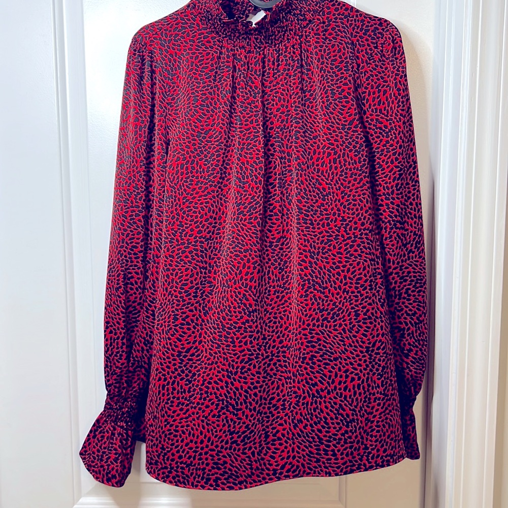 Black and red print blouse